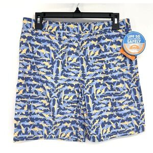 Boys Columbia PFG Super Backcast Swim Shorts Youth XL Bluebell Finzy Blue Shark